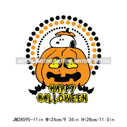 Cartoon Trick Or Treat Animal Boo Dog Friends Pumpkin Halloween  Decals Iron On DTF Transfer Sticker Ready To Press For Hoodies