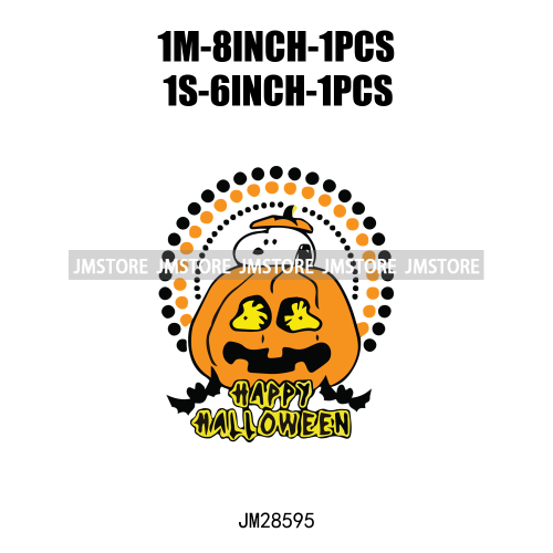 Cartoon Trick Or Treat Animal Boo Dog Friends Pumpkin Halloween  Decals Iron On DTF Transfer Sticker Ready To Press For Hoodies