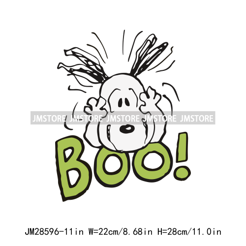 Cartoon Trick Or Treat Animal Boo Dog Friends Pumpkin Halloween  Decals Iron On DTF Transfer Sticker Ready To Press For Hoodies