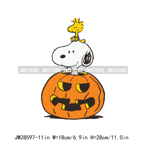 Cartoon Trick Or Treat Animal Boo Dog Friends Pumpkin Halloween  Decals Iron On DTF Transfer Sticker Ready To Press For Hoodies