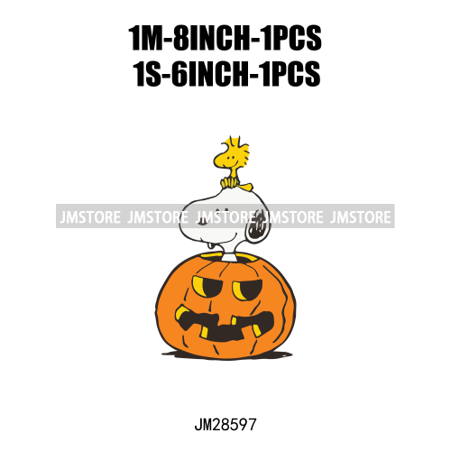 Cartoon Trick Or Treat Animal Boo Dog Friends Pumpkin Halloween  Decals Iron On DTF Transfer Sticker Ready To Press For Hoodies