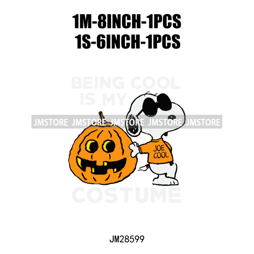 Cartoon Trick Or Treat Animal Boo Dog Friends Pumpkin Halloween  Decals Iron On DTF Transfer Sticker Ready To Press For Hoodies