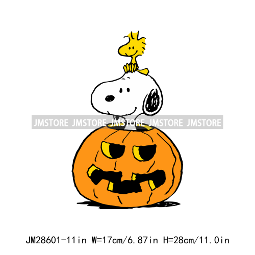 Cartoon Trick Or Treat Animal Boo Dog Friends Pumpkin Halloween  Decals Iron On DTF Transfer Sticker Ready To Press For Hoodies