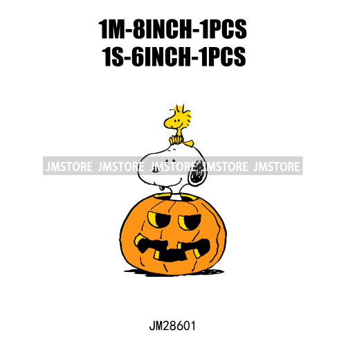 Cartoon Trick Or Treat Animal Boo Dog Friends Pumpkin Halloween  Decals Iron On DTF Transfer Sticker Ready To Press For Hoodies