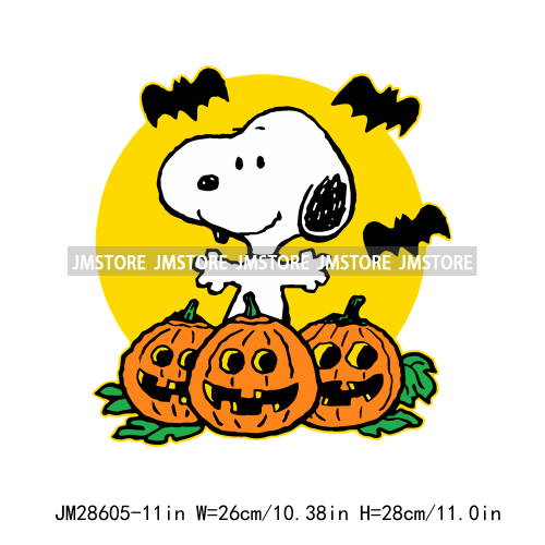 Cartoon Trick Or Treat Animal Boo Dog Friends Pumpkin Halloween  Decals Iron On DTF Transfer Sticker Ready To Press For Hoodies