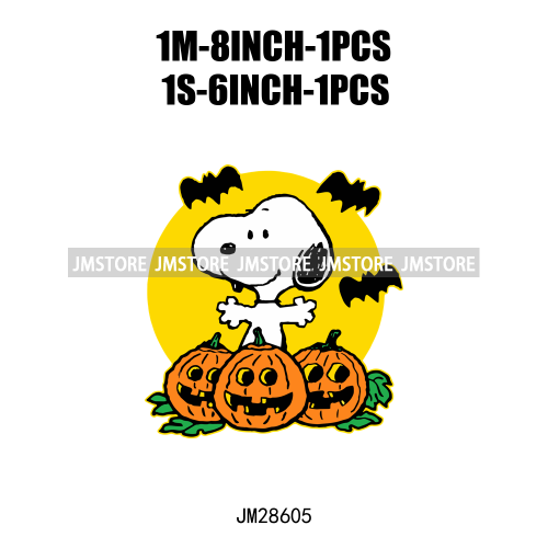 Cartoon Trick Or Treat Animal Boo Dog Friends Pumpkin Halloween  Decals Iron On DTF Transfer Sticker Ready To Press For Hoodies