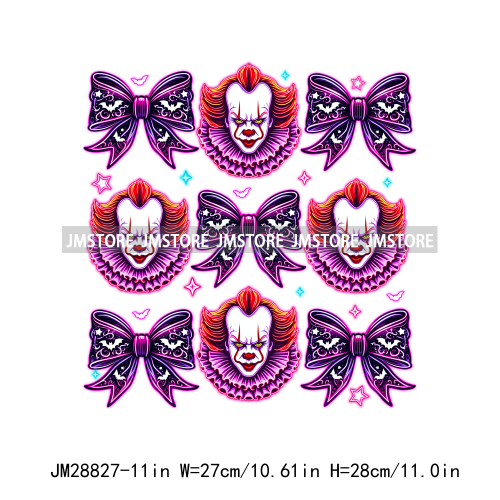 Horror Cartoon Coquette Bow Halloween Club Iron On DTF Transfer Sticker Printing Ready To Press For T-shirts