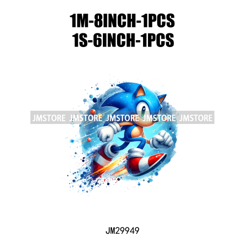 Splash Cartoon Blue Animal Characters Kids Decals Iron On DTF Transfers Stickers Ready To Press For Sweatshirt Bags