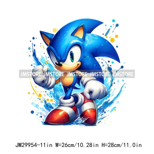 Splash Cartoon Blue Animal Characters Kids Decals Iron On DTF Transfers Stickers Ready To Press For Sweatshirt Bags