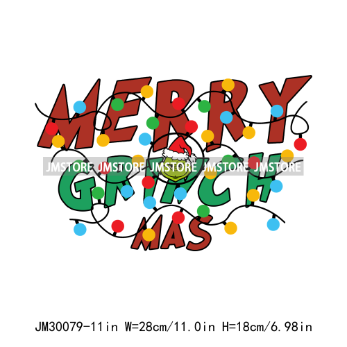 Merry Christmas Tis Is The Season Here For The Presents Green Character Iron On DTF Transfer Stickers Ready To Press For Clothes