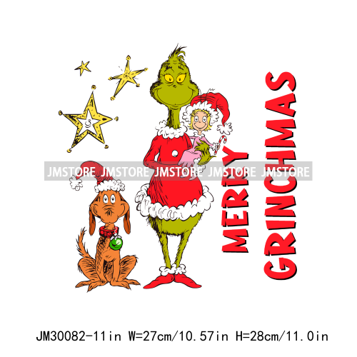 Merry Christmas Tis Is The Season Here For The Presents Green Character Iron On DTF Transfer Stickers Ready To Press For Clothes