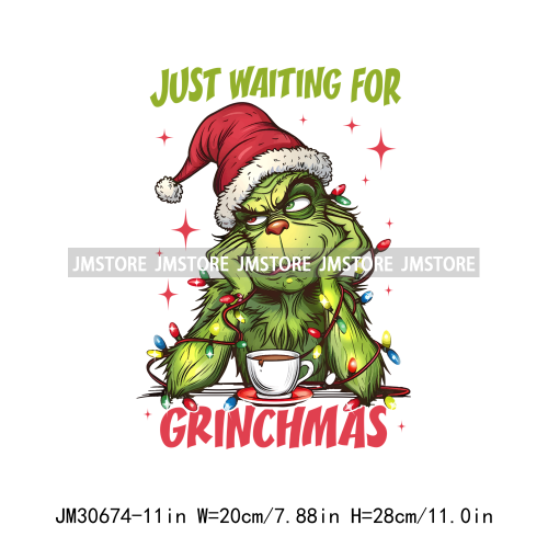 Funny That's It I'm Not Going Green Cartoon In My Era Still Waiting For Christmas Iron On DTF Transfers Stickers For T-shirts