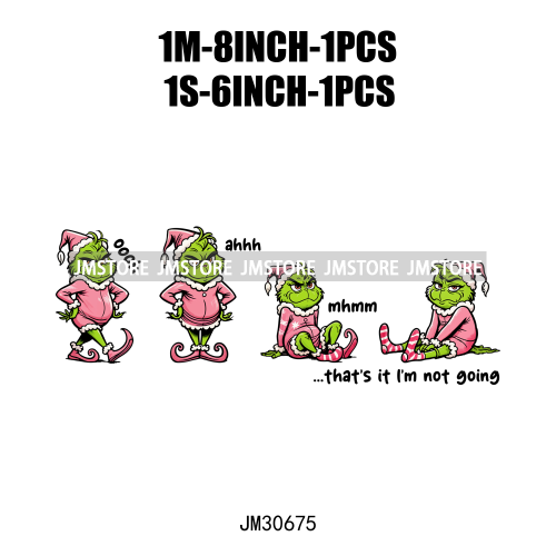 Funny That's It I'm Not Going Green Cartoon In My Era Still Waiting For Christmas Iron On DTF Transfers Stickers For T-shirts