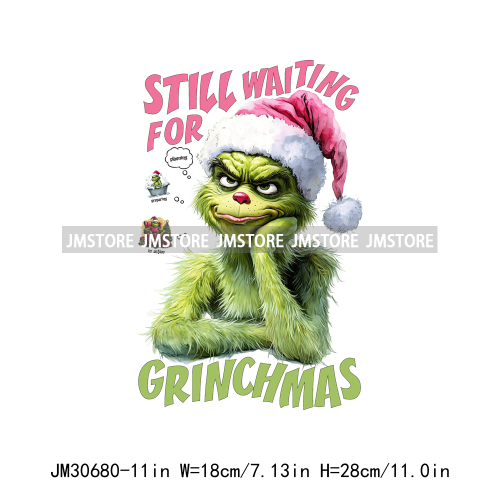 Funny That's It I'm Not Going Green Cartoon In My Era Still Waiting For Christmas Iron On DTF Transfers Stickers For T-shirts