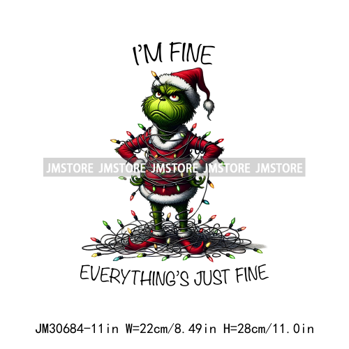 Funny That's It I'm Not Going Green Cartoon In My Era Still Waiting For Christmas Iron On DTF Transfers Stickers For T-shirts