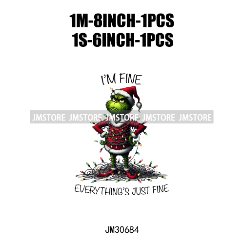 Funny That's It I'm Not Going Green Cartoon In My Era Still Waiting For Christmas Iron On DTF Transfers Stickers For T-shirts