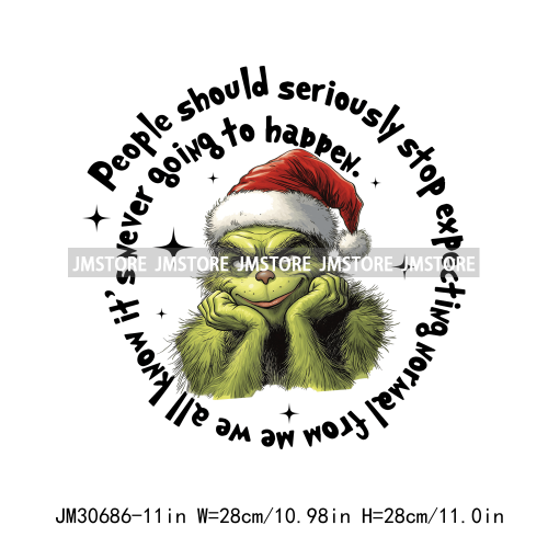 Funny That's It I'm Not Going Green Cartoon In My Era Still Waiting For Christmas Iron On DTF Transfers Stickers For T-shirts
