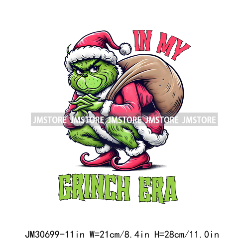 Funny That's It I'm Not Going Green Cartoon In My Era Still Waiting For Christmas Iron On DTF Transfers Stickers For T-shirts