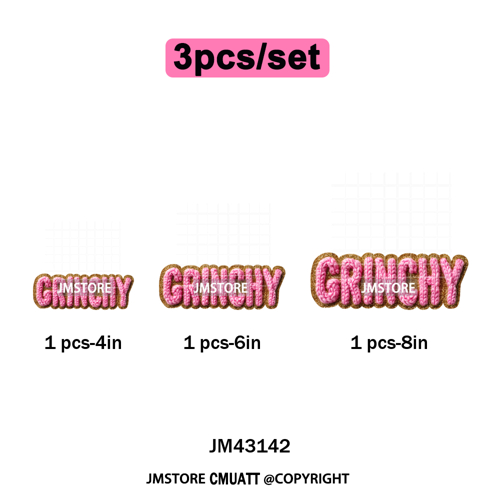 Trendy Faux Yarn Green Guy Santa Character Christmas Vibes Iron on Washable DTF Transfers Stickers Ready to Press for Textiles