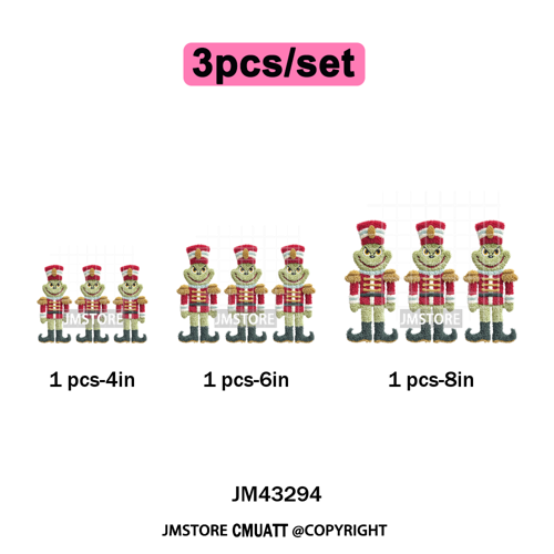 Trendy Faux Yarn Green Guy Santa Character Christmas Vibes Iron on Washable DTF Transfers Stickers Ready to Press for Textiles