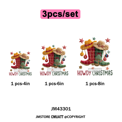 Trendy Faux Yarn Green Guy Santa Character Christmas Vibes Iron on Washable DTF Transfers Stickers Ready to Press for Textiles