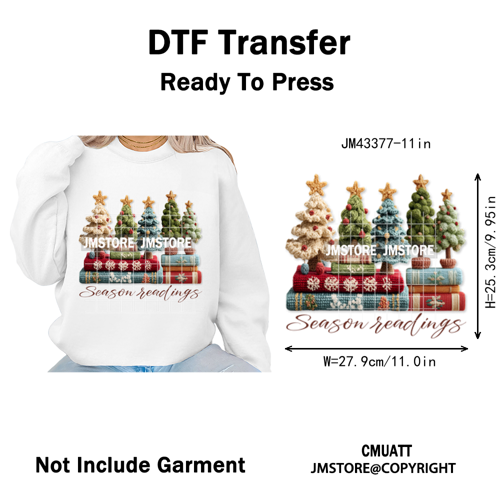 Latch Hook Faux Yarn Crochet Christmas Cartoon Green Santa Friends Iron on DTF Heat Transfer Stickers Ready to Press for Clothes