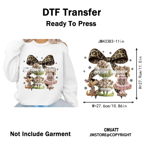 Latch Hook Faux Yarn Crochet Christmas Cartoon Green Santa Friends Iron on DTF Heat Transfer Stickers Ready to Press for Clothes