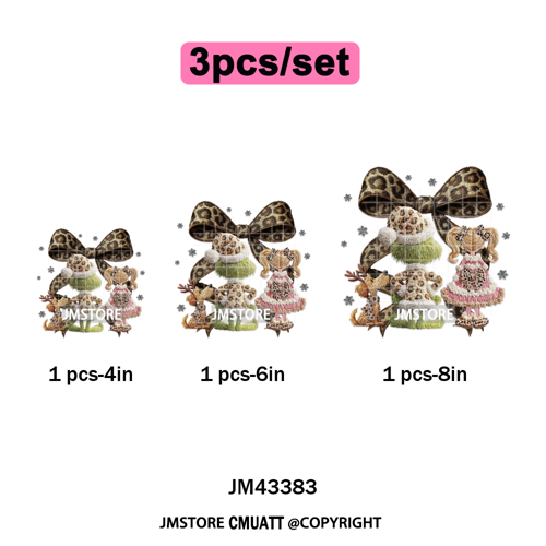 Latch Hook Faux Yarn Crochet Christmas Cartoon Green Santa Friends Iron on DTF Heat Transfer Stickers Ready to Press for Clothes