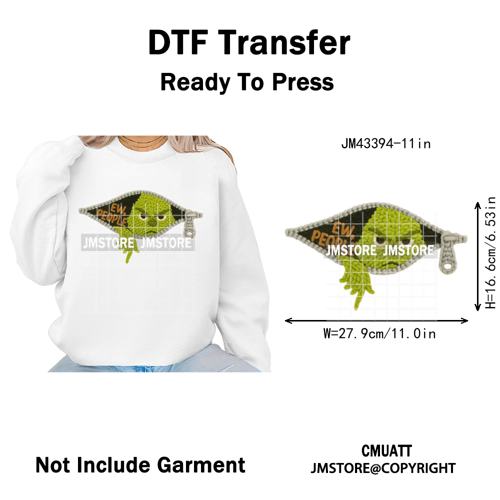 Latch Hook Faux Yarn Crochet Christmas Cartoon Green Santa Friends Iron on DTF Heat Transfer Stickers Ready to Press for Clothes