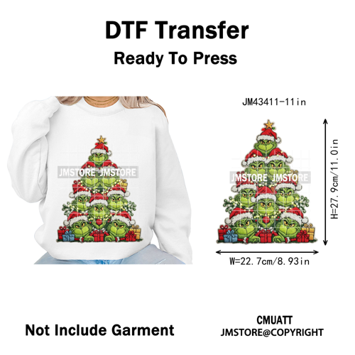 Cartoon Movie Characters Faux Yarn Crochet Christmas Holiday Iron on Washable DTF Transfers Stickers Ready to Press for Textiles