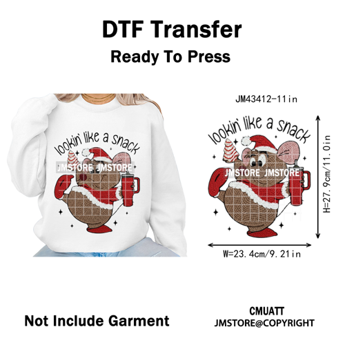 Cartoon Movie Characters Faux Yarn Crochet Christmas Holiday Iron on Washable DTF Transfers Stickers Ready to Press for Textiles