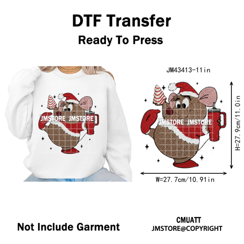 Cartoon Movie Characters Faux Yarn Crochet Christmas Holiday Iron on Washable DTF Transfers Stickers Ready to Press for Textiles