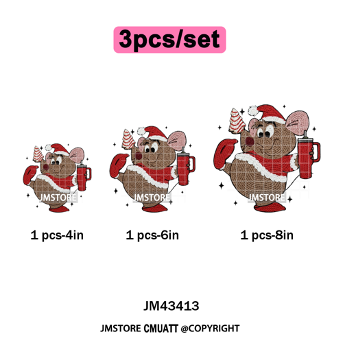 Cartoon Movie Characters Faux Yarn Crochet Christmas Holiday Iron on Washable DTF Transfers Stickers Ready to Press for Textiles