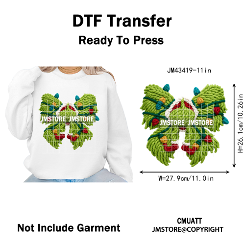 Cartoon Movie Characters Faux Yarn Crochet Christmas Holiday Iron on Washable DTF Transfers Stickers Ready to Press for Textiles