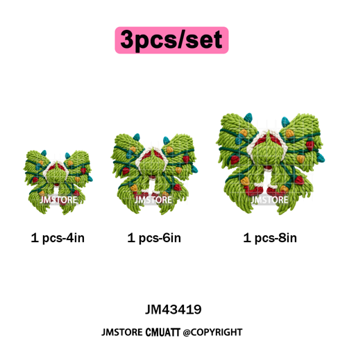 Cartoon Movie Characters Faux Yarn Crochet Christmas Holiday Iron on Washable DTF Transfers Stickers Ready to Press for Textiles