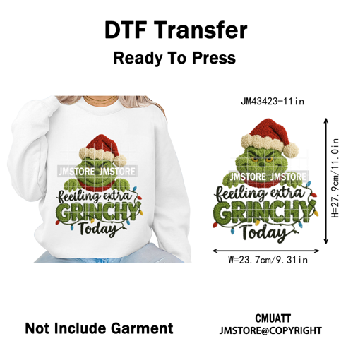 Cartoon Movie Characters Faux Yarn Crochet Christmas Holiday Iron on Washable DTF Transfers Stickers Ready to Press for Textiles