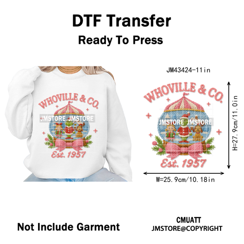 Cartoon Movie Characters Faux Yarn Crochet Christmas Holiday Iron on Washable DTF Transfers Stickers Ready to Press for Textiles