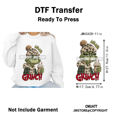 Cartoon Movie Characters Faux Yarn Crochet Christmas Holiday Iron on Washable DTF Transfers Stickers Ready to Press for Textiles