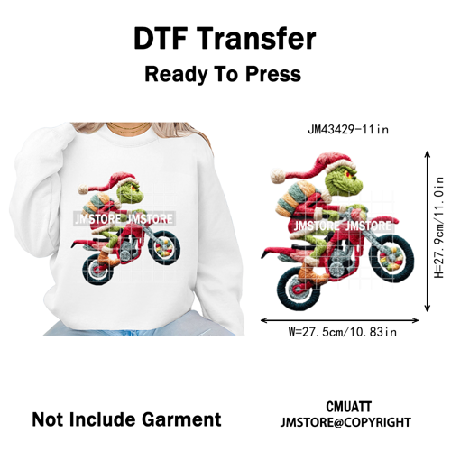 Cartoon Movie Characters Faux Yarn Crochet Christmas Holiday Iron on Washable DTF Transfers Stickers Ready to Press for Textiles