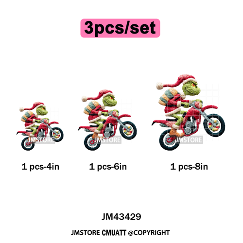 Cartoon Movie Characters Faux Yarn Crochet Christmas Holiday Iron on Washable DTF Transfers Stickers Ready to Press for Textiles