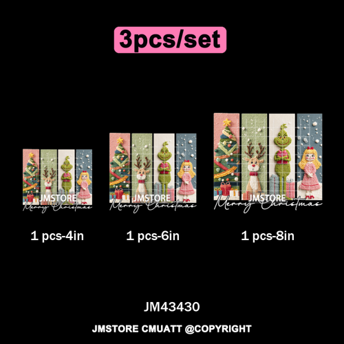 Cartoon Movie Characters Faux Yarn Crochet Christmas Holiday Iron on Washable DTF Transfers Stickers Ready to Press for Textiles