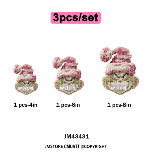 Cartoon Movie Characters Faux Yarn Crochet Christmas Holiday Iron on Washable DTF Transfers Stickers Ready to Press for Textiles