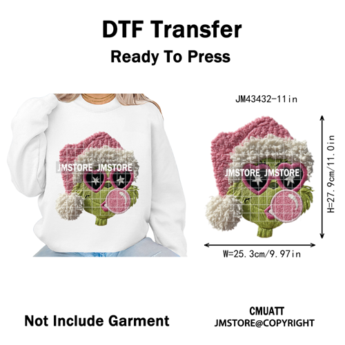 Cartoon Movie Characters Faux Yarn Crochet Christmas Holiday Iron on Washable DTF Transfers Stickers Ready to Press for Textiles