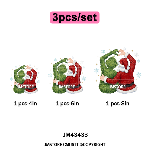 Cartoon Movie Characters Faux Yarn Crochet Christmas Holiday Iron on Washable DTF Transfers Stickers Ready to Press for Textiles