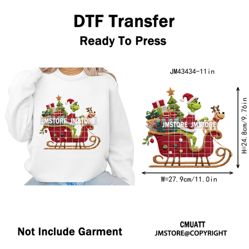 Cartoon Movie Characters Faux Yarn Crochet Christmas Holiday Iron on Washable DTF Transfers Stickers Ready to Press for Textiles