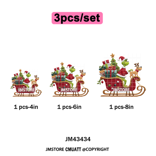 Cartoon Movie Characters Faux Yarn Crochet Christmas Holiday Iron on Washable DTF Transfers Stickers Ready to Press for Textiles