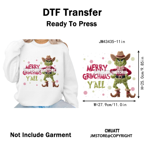 Cartoon Movie Characters Faux Yarn Crochet Christmas Holiday Iron on Washable DTF Transfers Stickers Ready to Press for Textiles