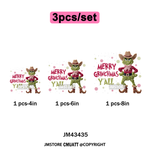 Cartoon Movie Characters Faux Yarn Crochet Christmas Holiday Iron on Washable DTF Transfers Stickers Ready to Press for Textiles