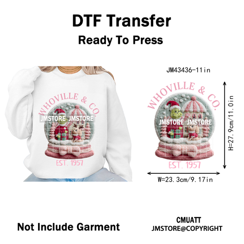 Cartoon Movie Characters Faux Yarn Crochet Christmas Holiday Iron on Washable DTF Transfers Stickers Ready to Press for Textiles