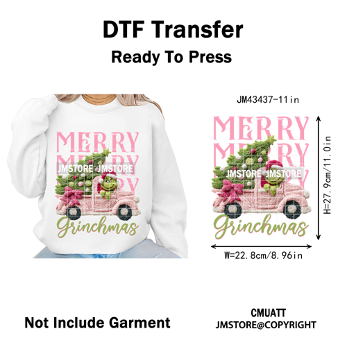 Cartoon Movie Characters Faux Yarn Crochet Christmas Holiday Iron on Washable DTF Transfers Stickers Ready to Press for Textiles